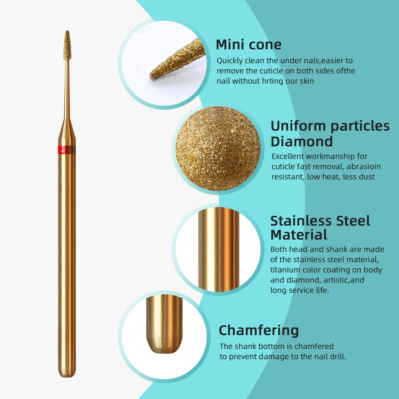 Authentic imported Russian diamond nail drill bit packaged neatly for professional salon use.