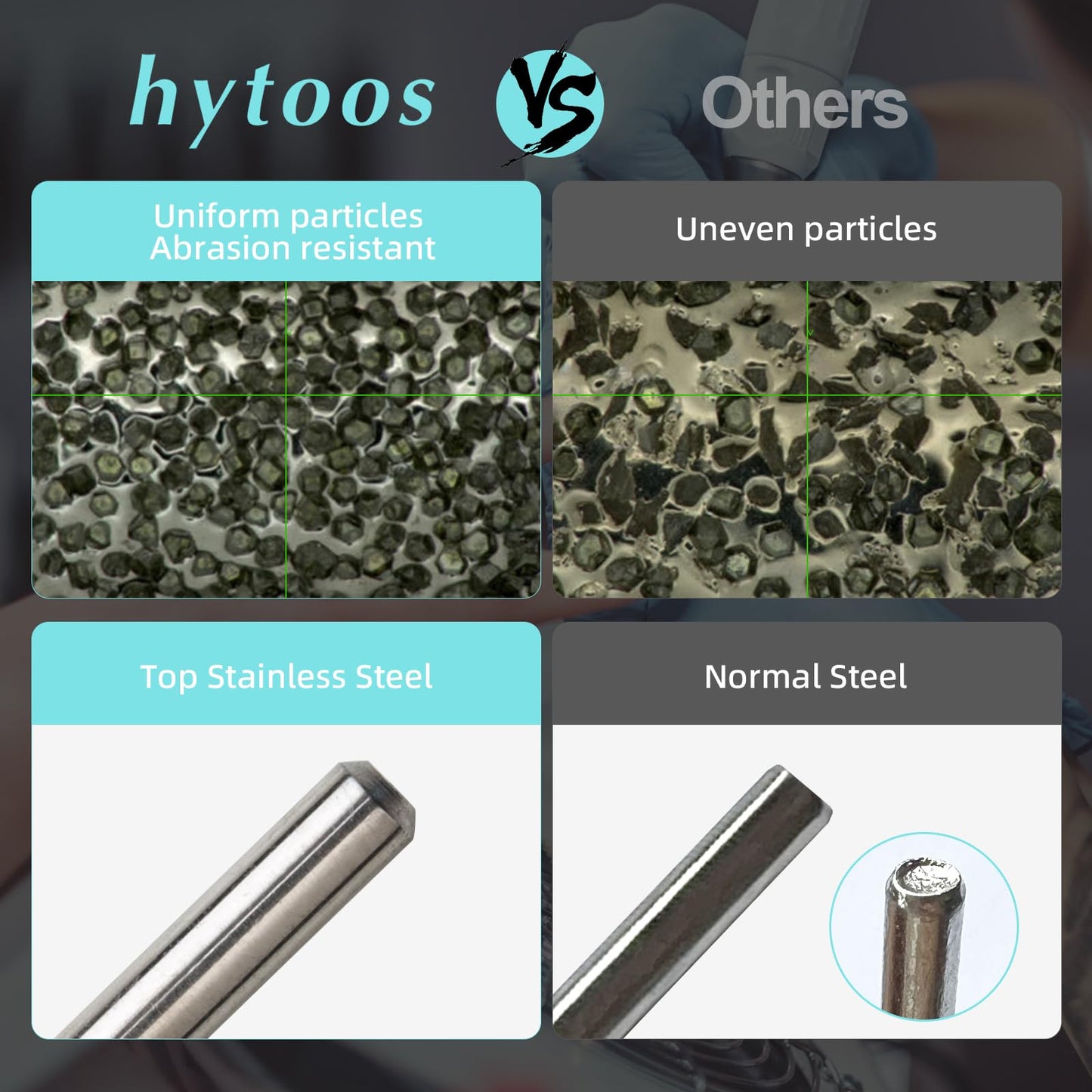 Side view of the premium titanium coated cuticle cleaner bit emphasizing its uniform grit distribution.