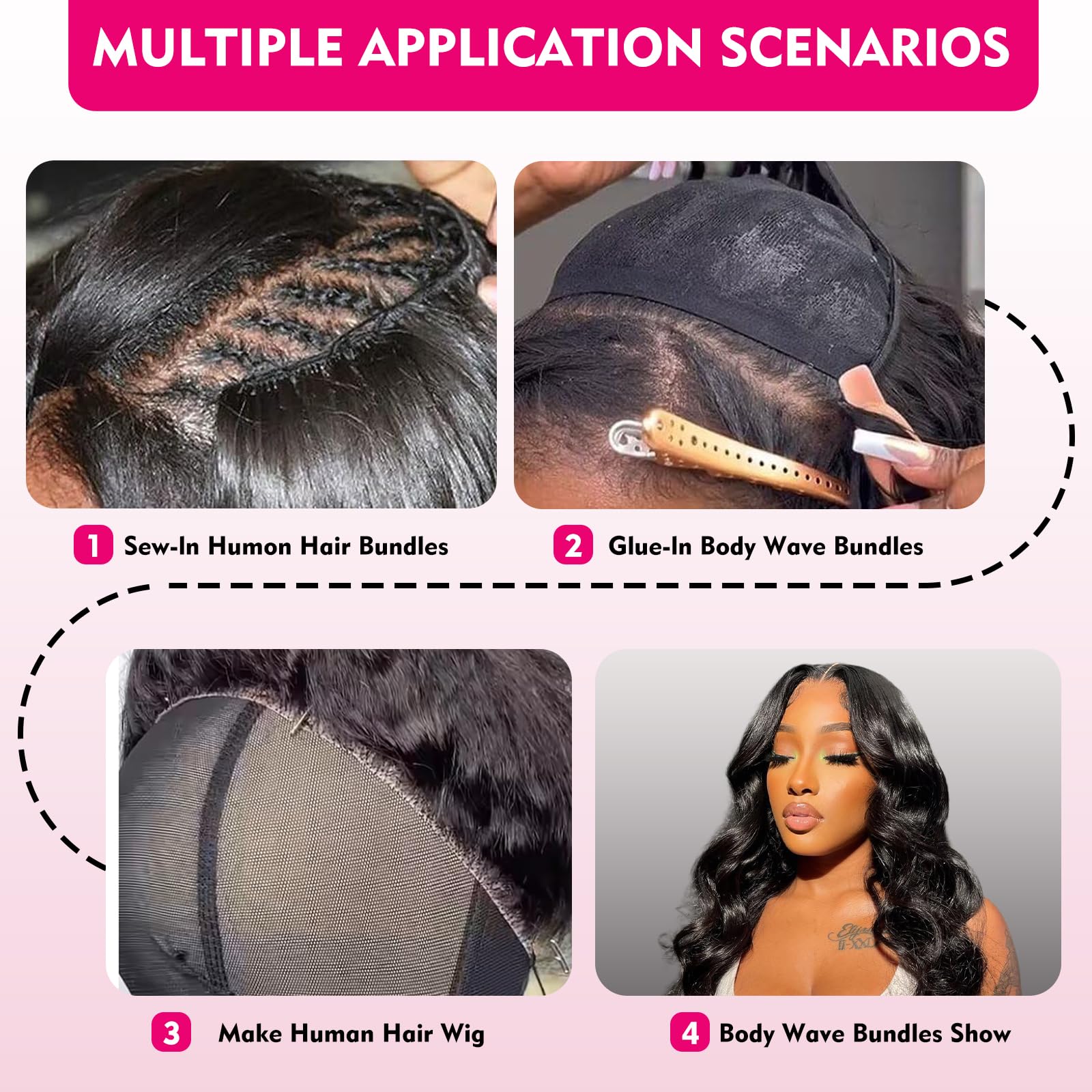 Premium virgin human hair bundles displaying healthy shine and natural movement