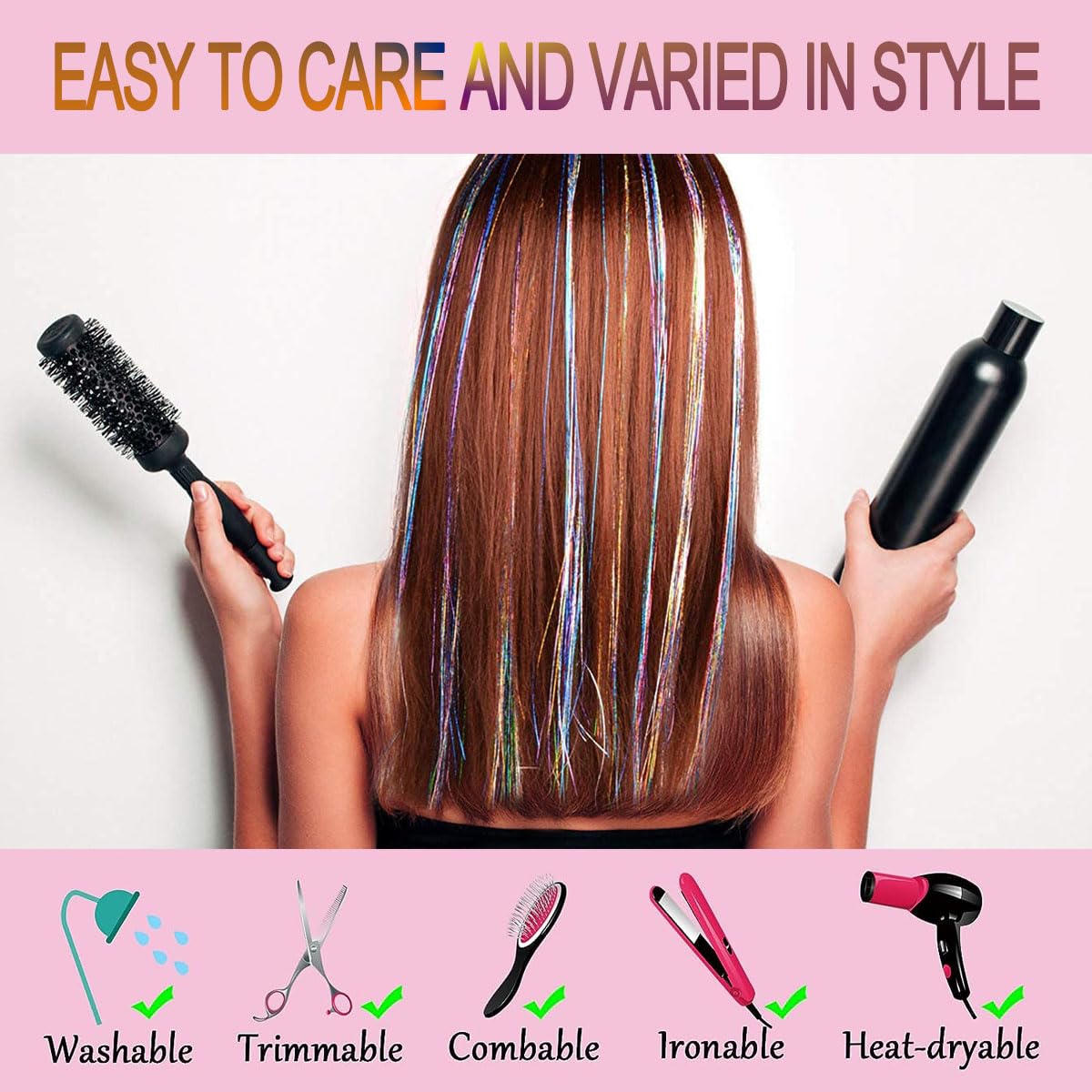 Packaging of the CelineBella starlight pink and galaxy pattern temporary hair accessories.