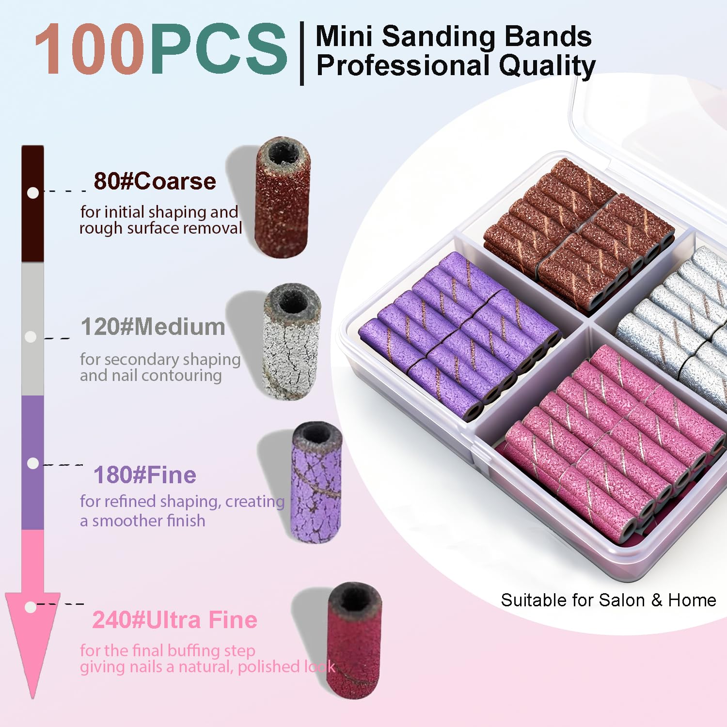 Lumcrissy multi color professional nail sanding bands sorted by grit levels
