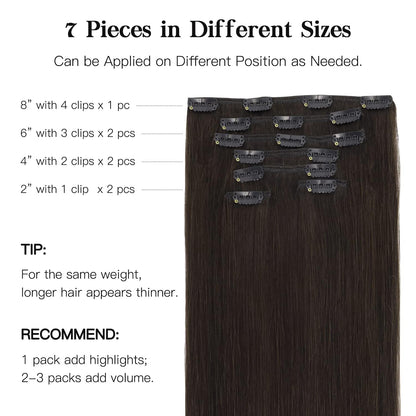 HOTBANANA eighteen inch dark brown hair extensions demonstrating texture and natural volume