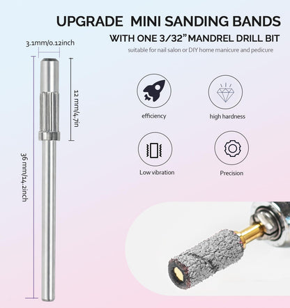 Four different grit sanding bands showcasing coarse medium and fine textures