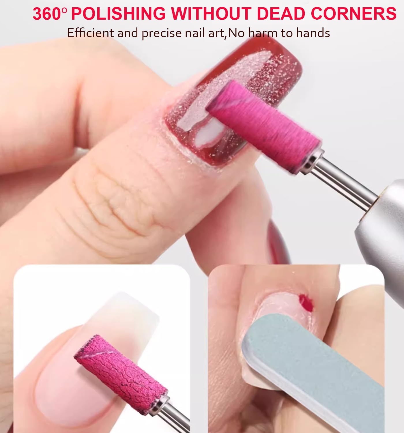 Compact portable plastic storage case showing two hundred piece sanding bands collection