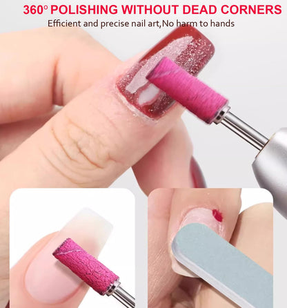 Compact portable plastic storage case showing two hundred piece sanding bands collection
