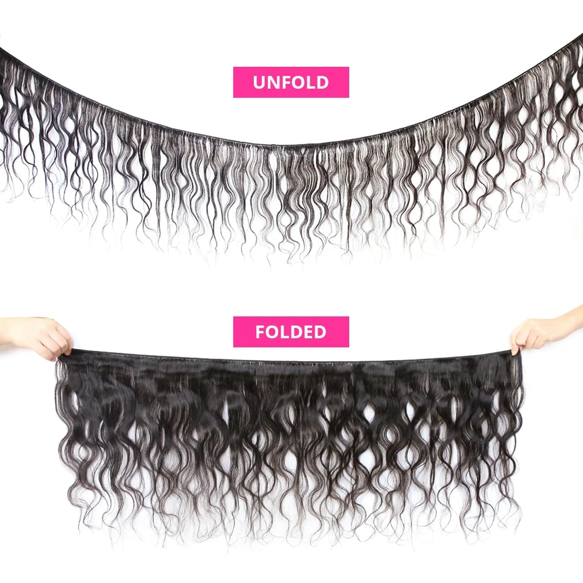 Thick and silky human hair extensions styled for full volume and length.
