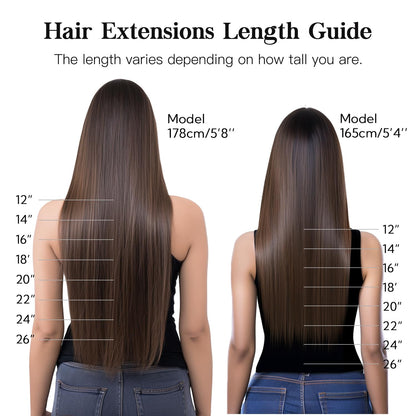 HOTBANANA dark brown hair extensions featuring rust proof stainless steel attachment clips