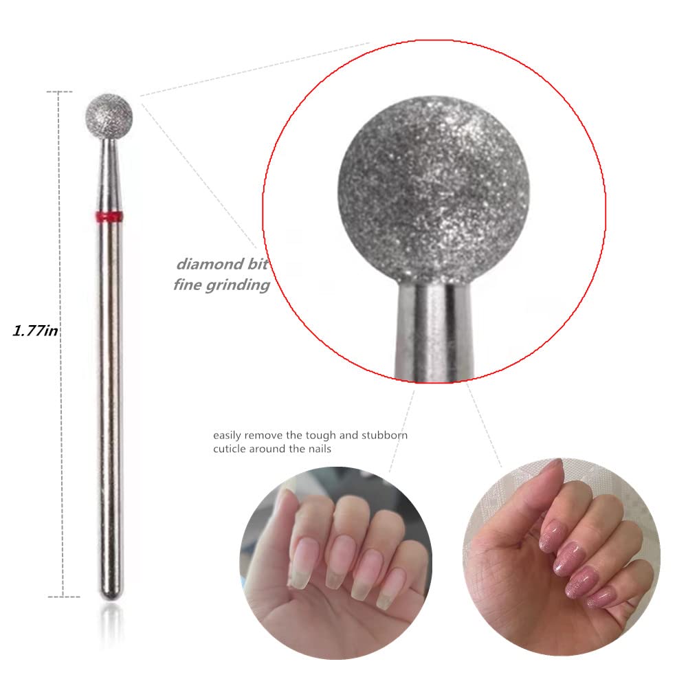 SQULIGT diamond cuticle bits set demonstrating compatibility with a professional electric nail file machine handpiece.