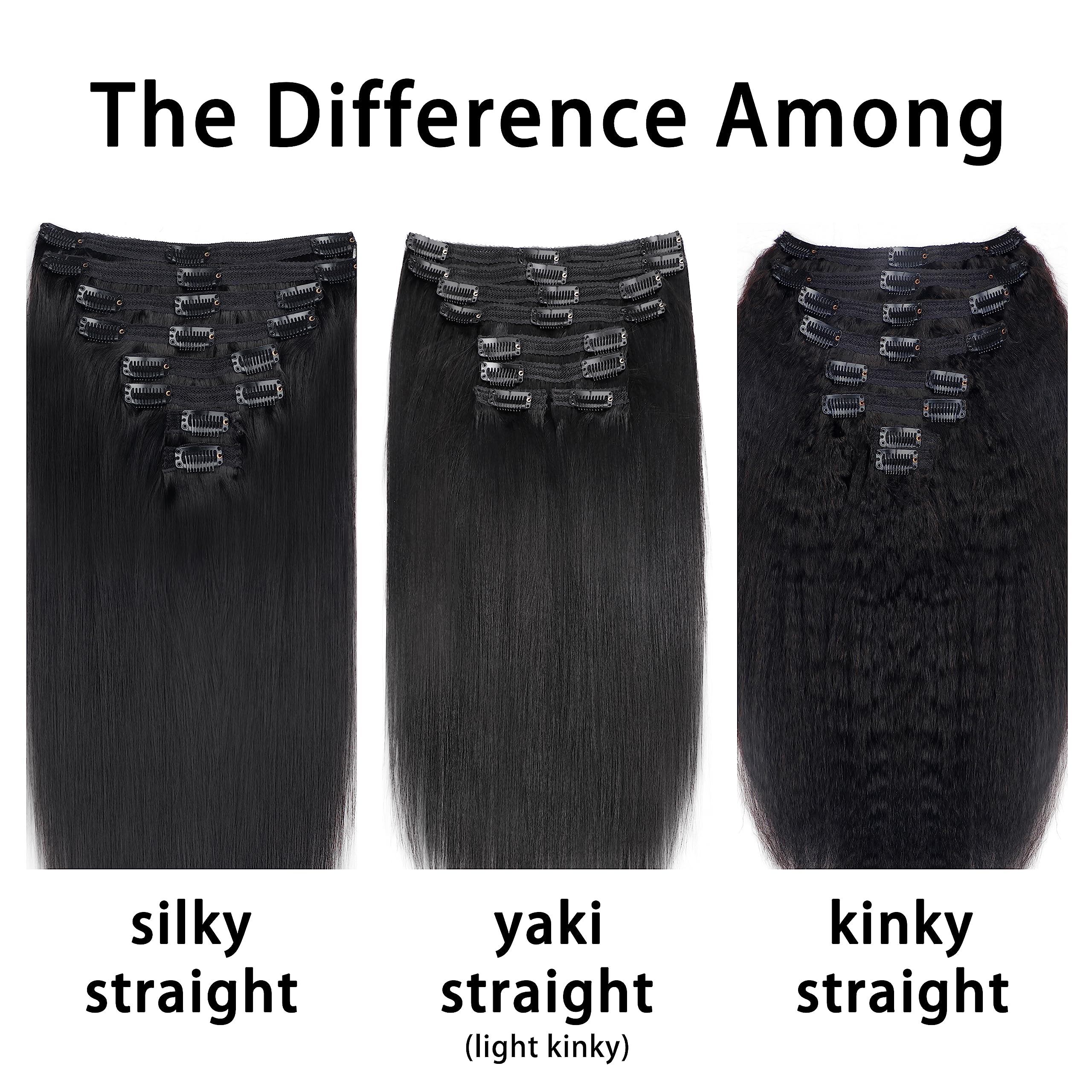 Full set view of the 120 grams human hair clip on bundle spread out.