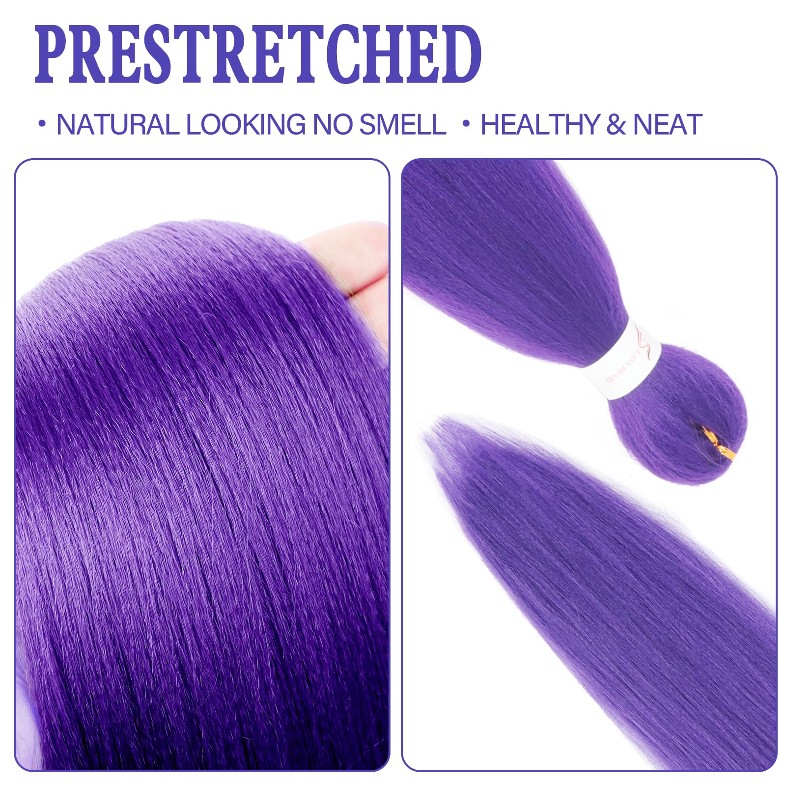 Detailed view of the flame retardant purple braiding hair ends ready for hot water setting