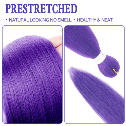 Detailed view of the flame retardant purple braiding hair ends ready for hot water setting