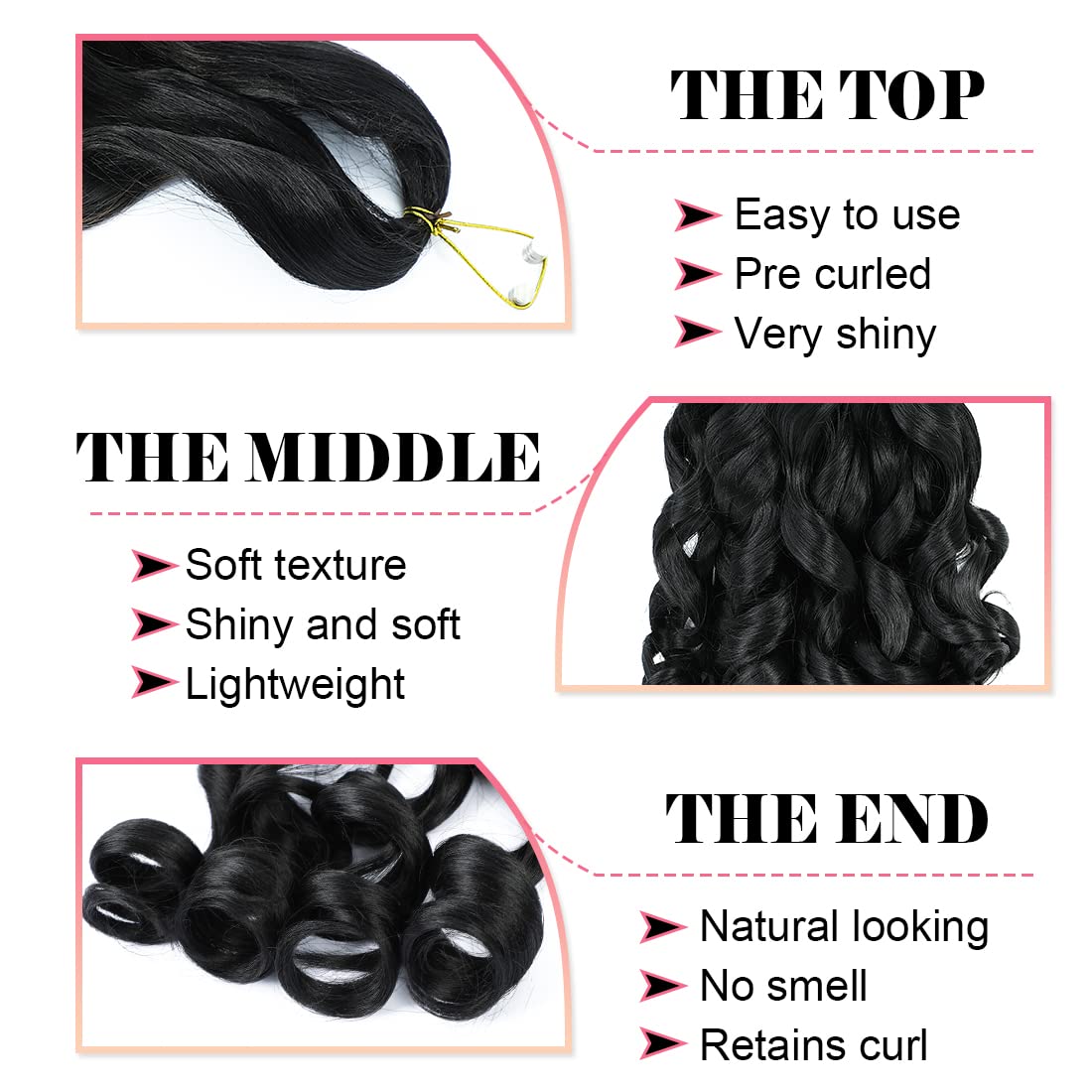 Six packs of premium synthetic French curl hair bundles