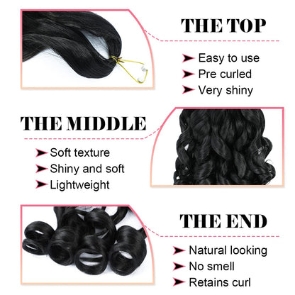 Six packs of premium synthetic French curl hair bundles