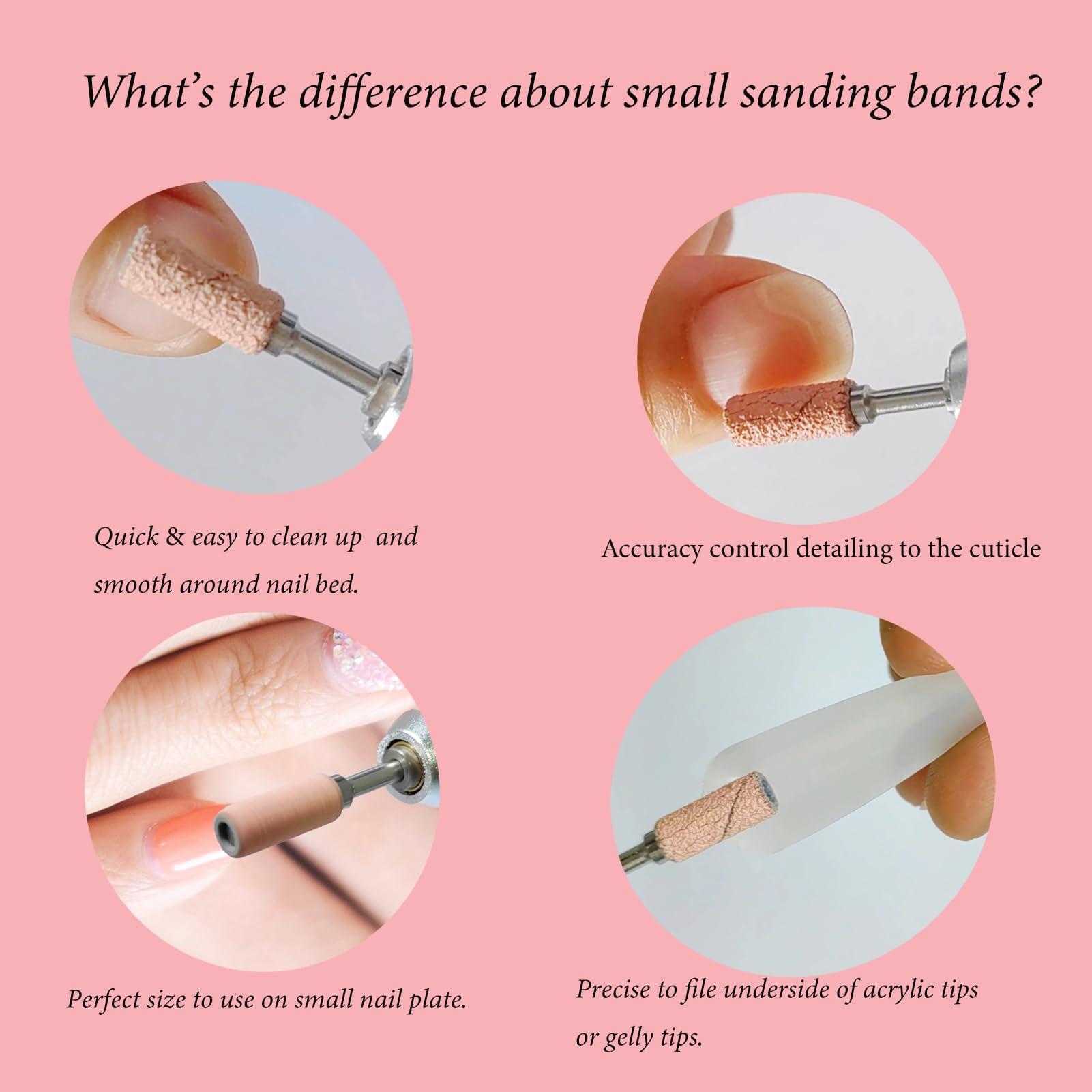Top down view of nail salon supplies sanding bands