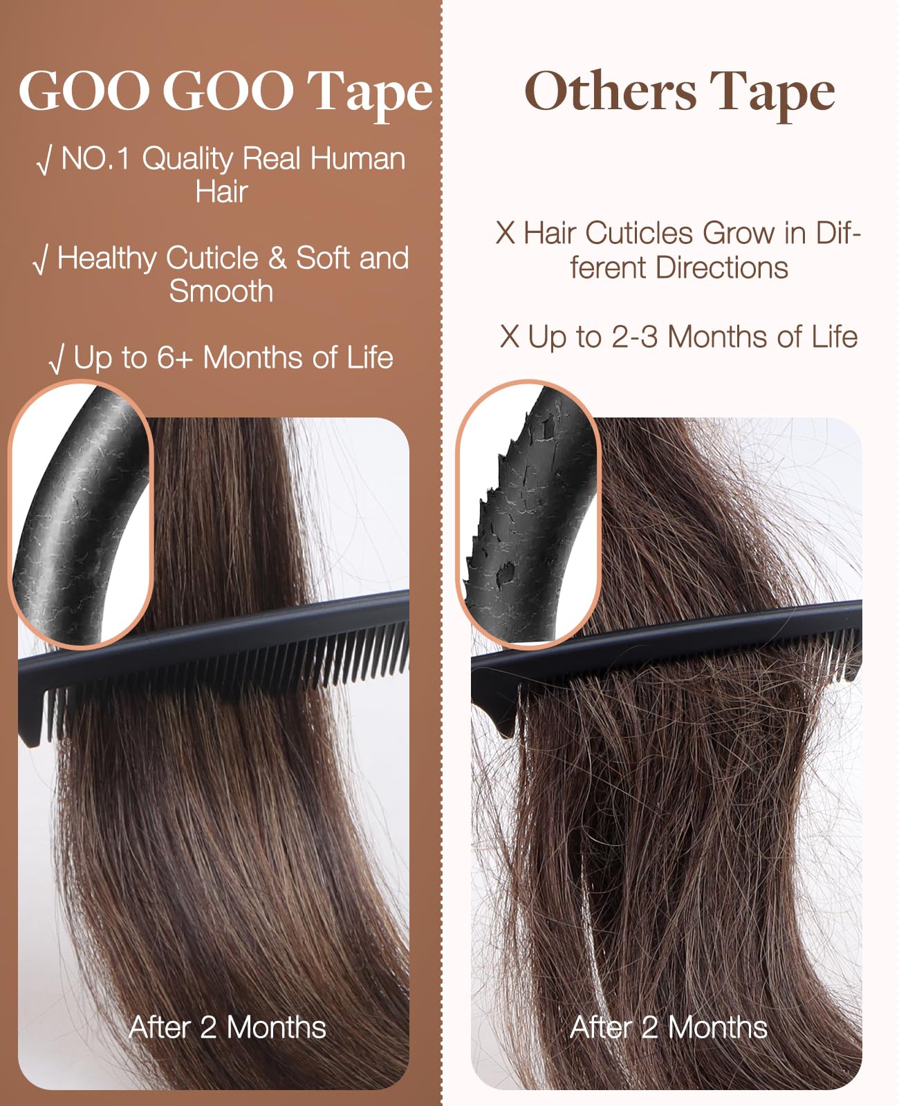 GOO GOO virgin Remy hair extensions showing natural black color texture