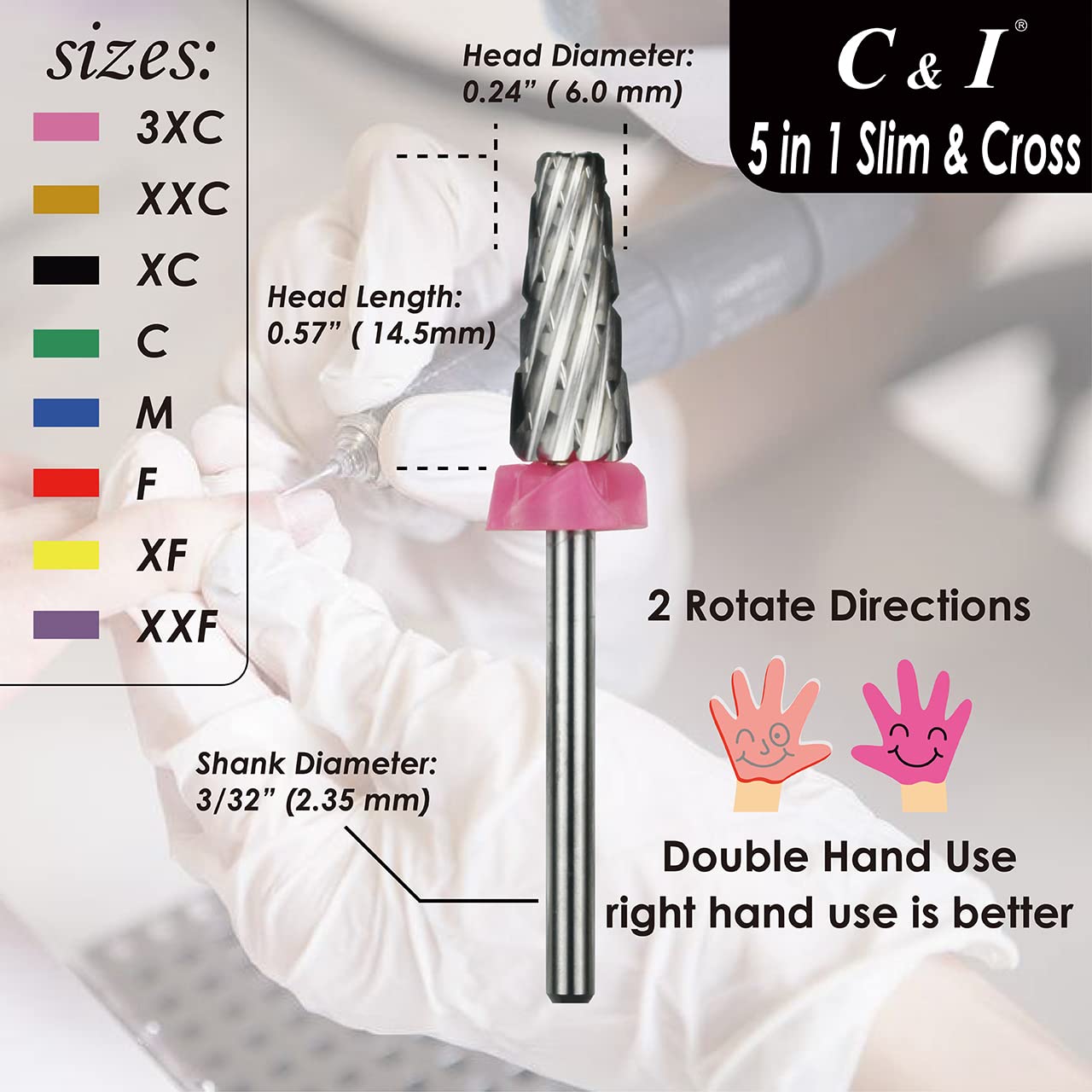 C & I nail drill bit showing cross cut teeth detail