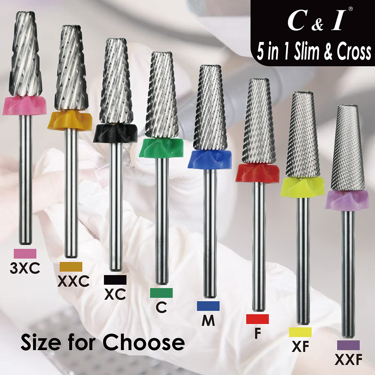 Top view of C & I 5 in 1 electric nail file attachment