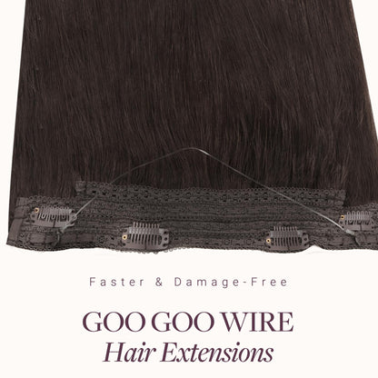 GOO GOO invisible halo hairpiece transparent fish line detail view