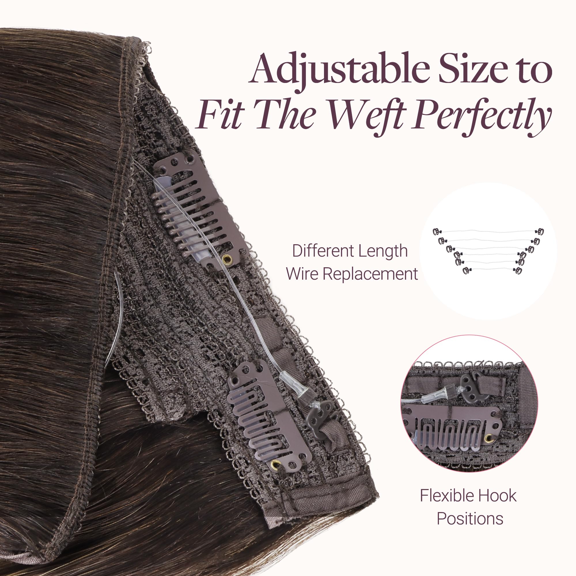 GOO GOO 16 inch dark brown hair extension texture close up