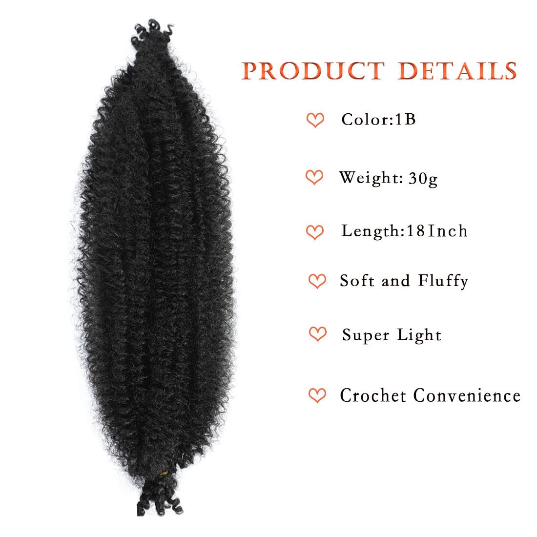 Eight packs of 18 inch springy afro twist synthetic hair