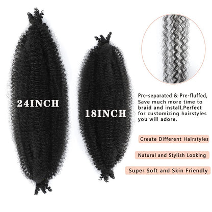 Close up of 1B natural black pre-separated crochet hair texture