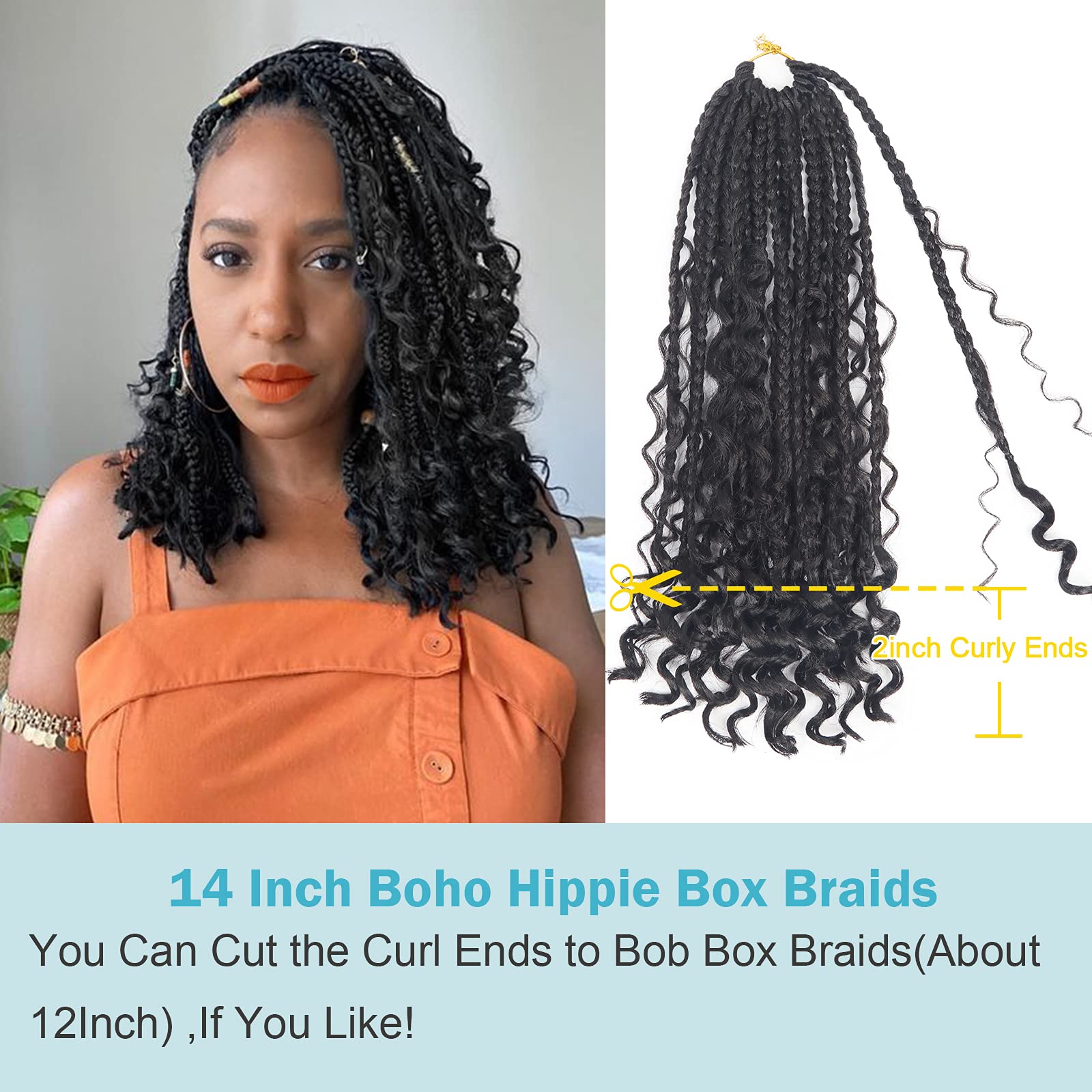 Styling demonstration of the pre-looped box braid crochet hair being installed on a model.