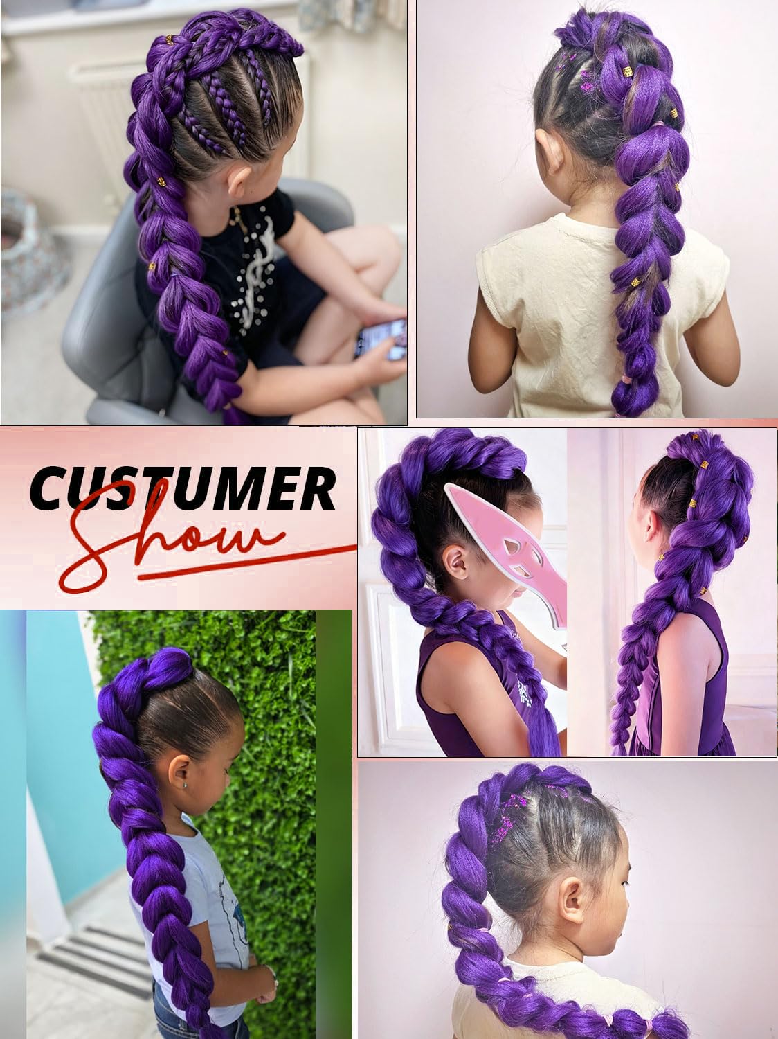 Twenty four inch long purple braiding hair extensions for box braids