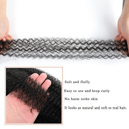 Tangle-free pre-fluffed spring twist hair extensions close up view