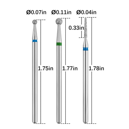 Difenni electric nail file pedicure tool bits arranged neatly inside their clear storage case