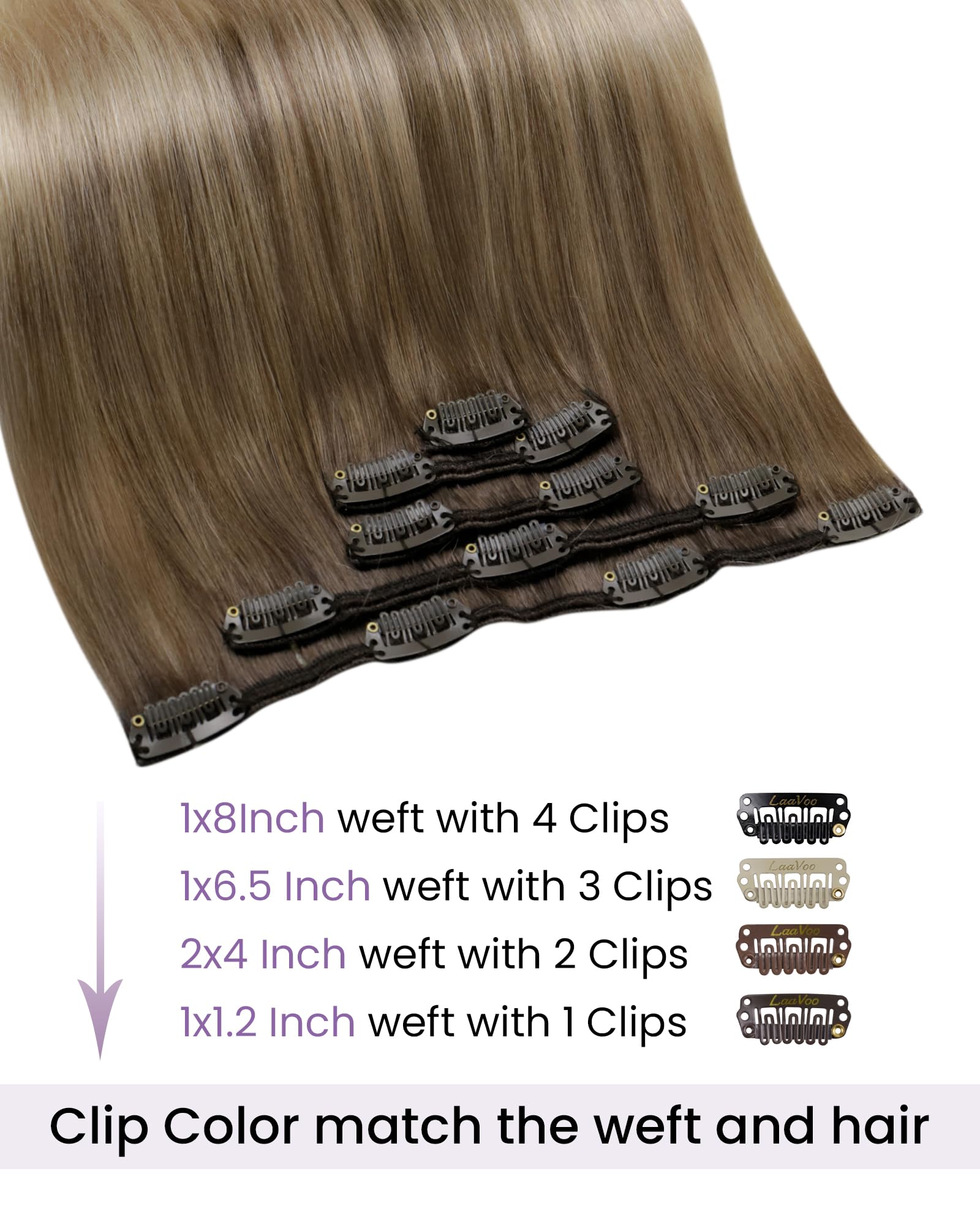 LaaVoo 18 inch light brown to platinum blonde balayage hair extension close up