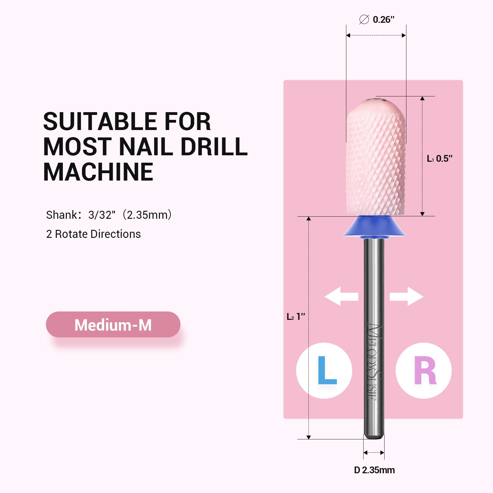 MelodySusie nail drill bit in professional manicure setup