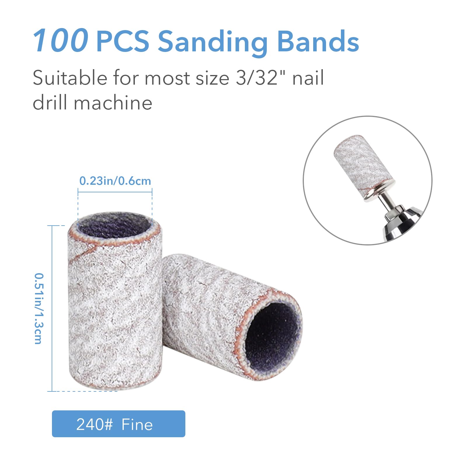 Close up view of fine 240 grit zebra disposable nail sanding rings