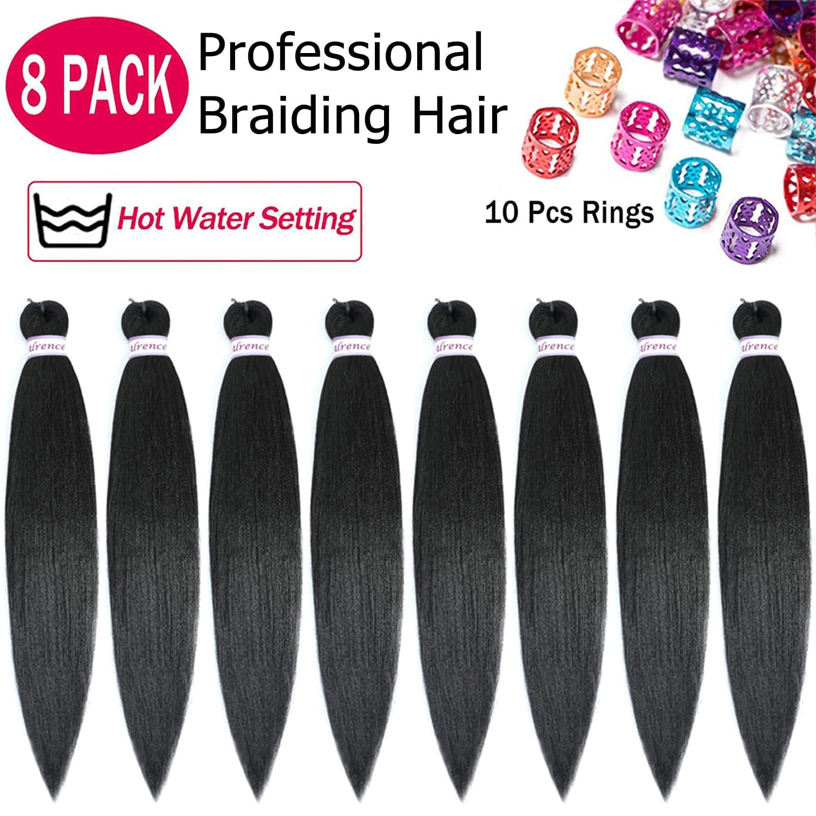 Alrence professional 30 inch synthetic hair bundles demonstrating natural black 1B color texture.