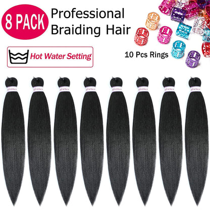 Alrence professional 30 inch synthetic hair bundles demonstrating natural black 1B color texture.