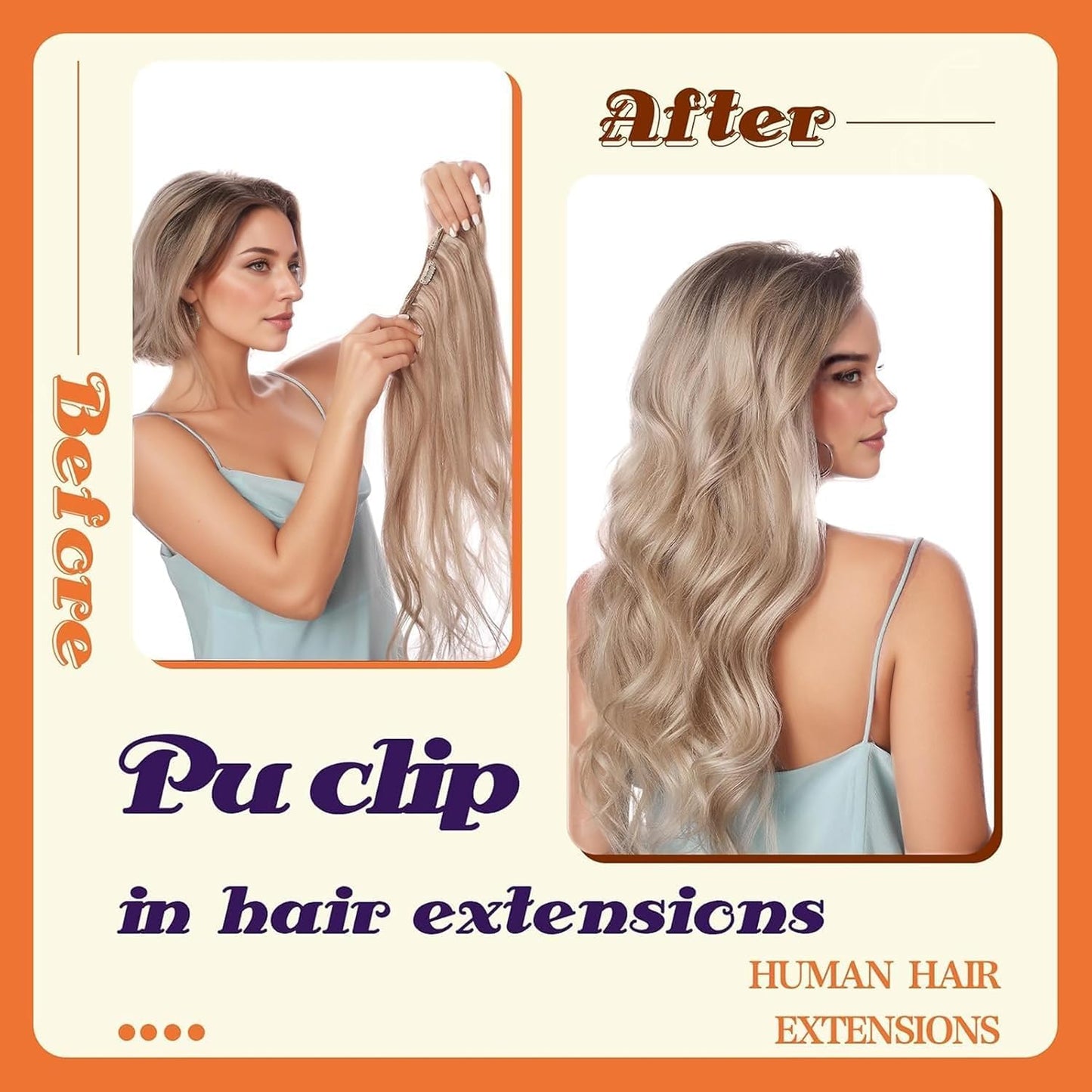 Full Shine seamless skin weft hair extensions ash blonde mix texture