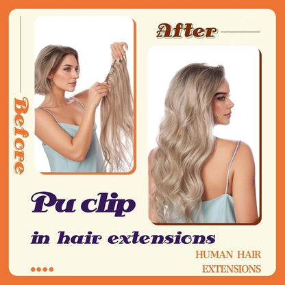 Full Shine seamless skin weft hair extensions ash blonde mix texture