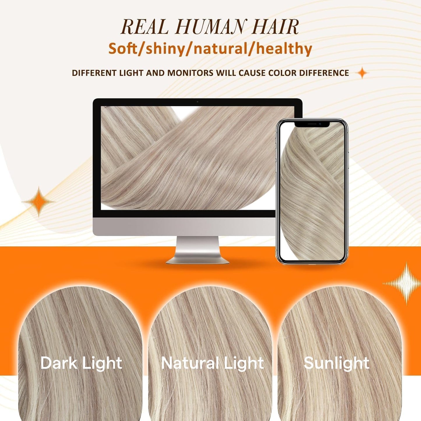 Full Shine 120 grams blonde human hair extensions packaging presentation