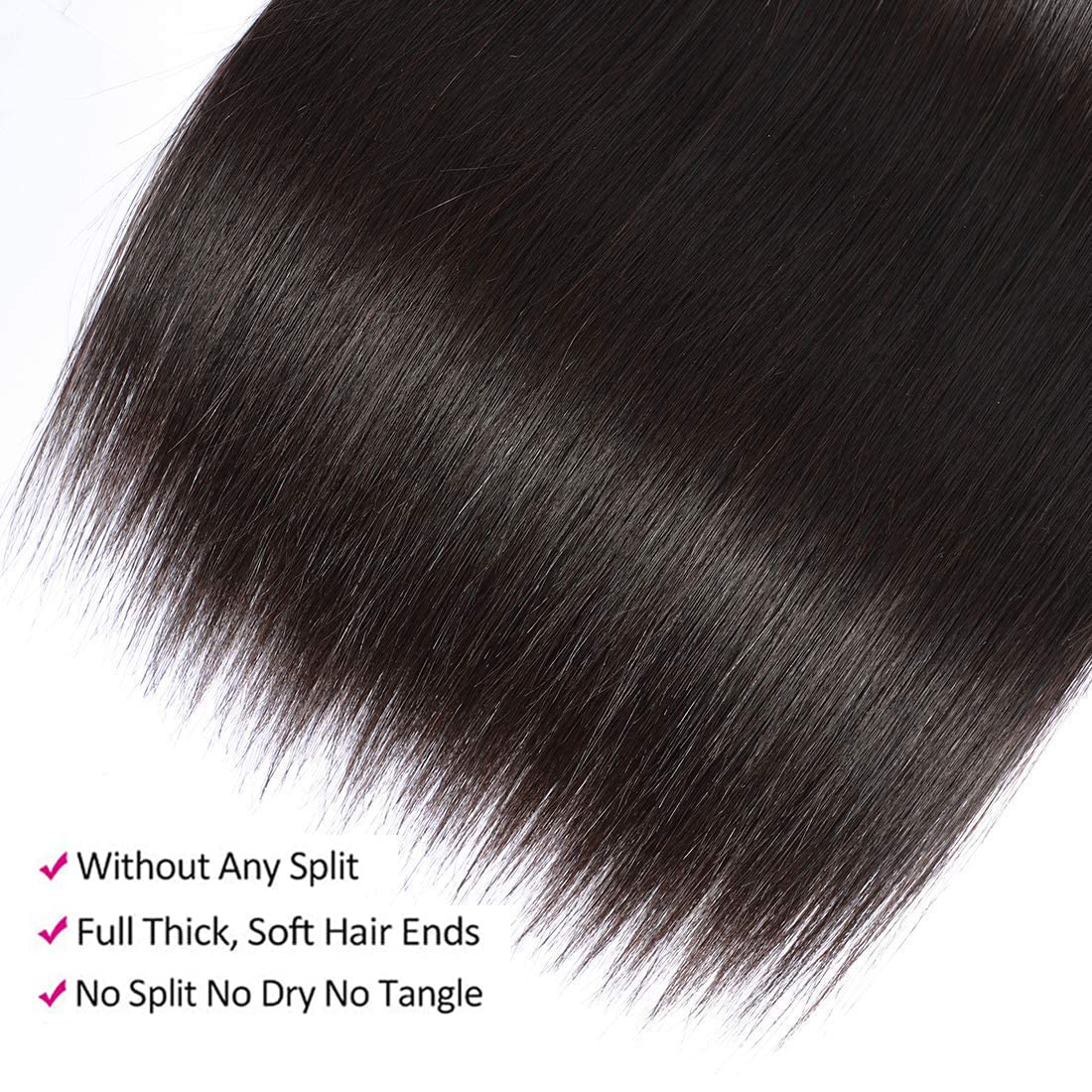 Thick and full double machine weft construction on CLAROLAIR straight hair bundles.