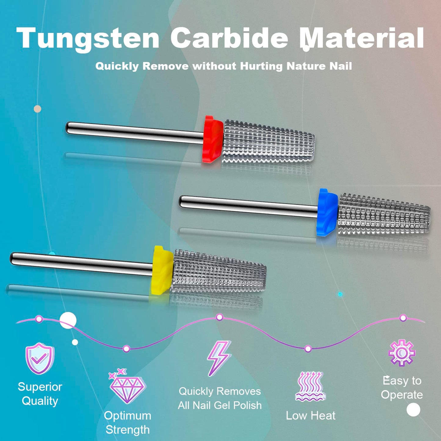 Depvko five in one professional nail drill bits in Extra Fine Fine and Medium grits.
