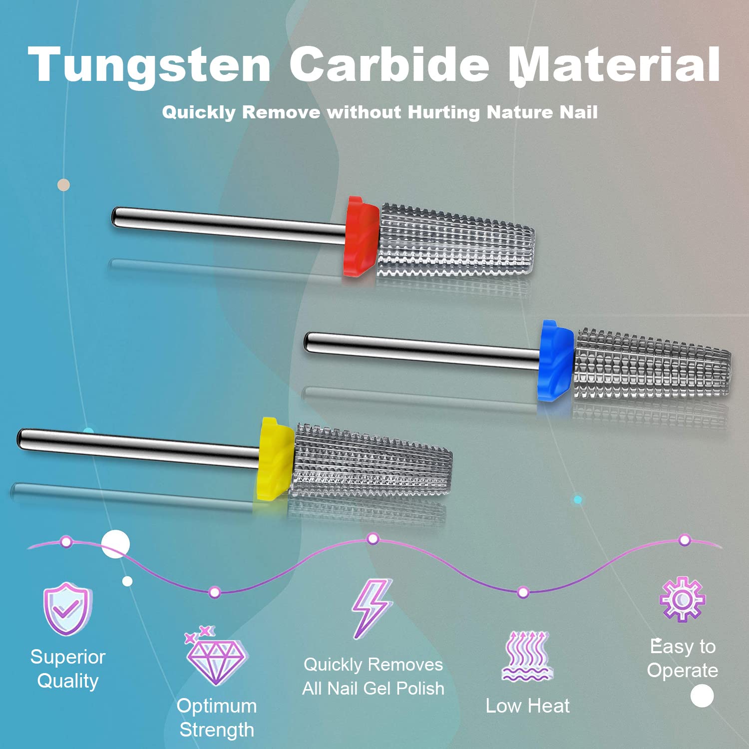 Depvko five in one professional nail drill bits in Extra Fine Fine and Medium grits.