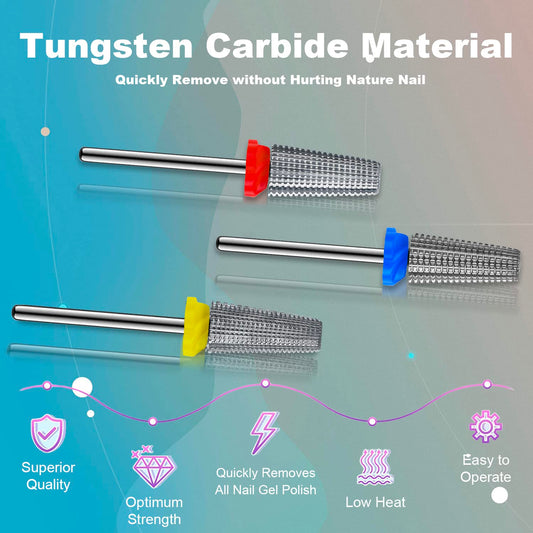 Depvko five in one professional nail drill bits in Extra Fine Fine and Medium grits.