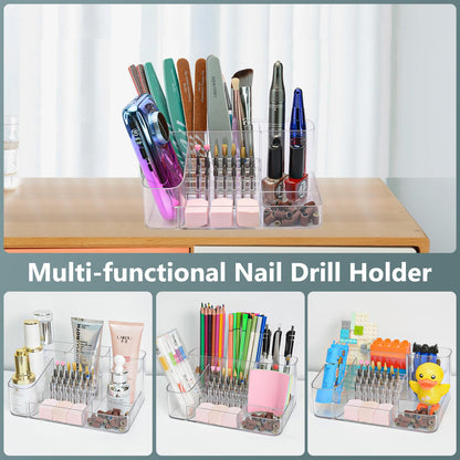 Thickened clear plastic nail tool holder showing durable scratch resistant base and lightweight structure.