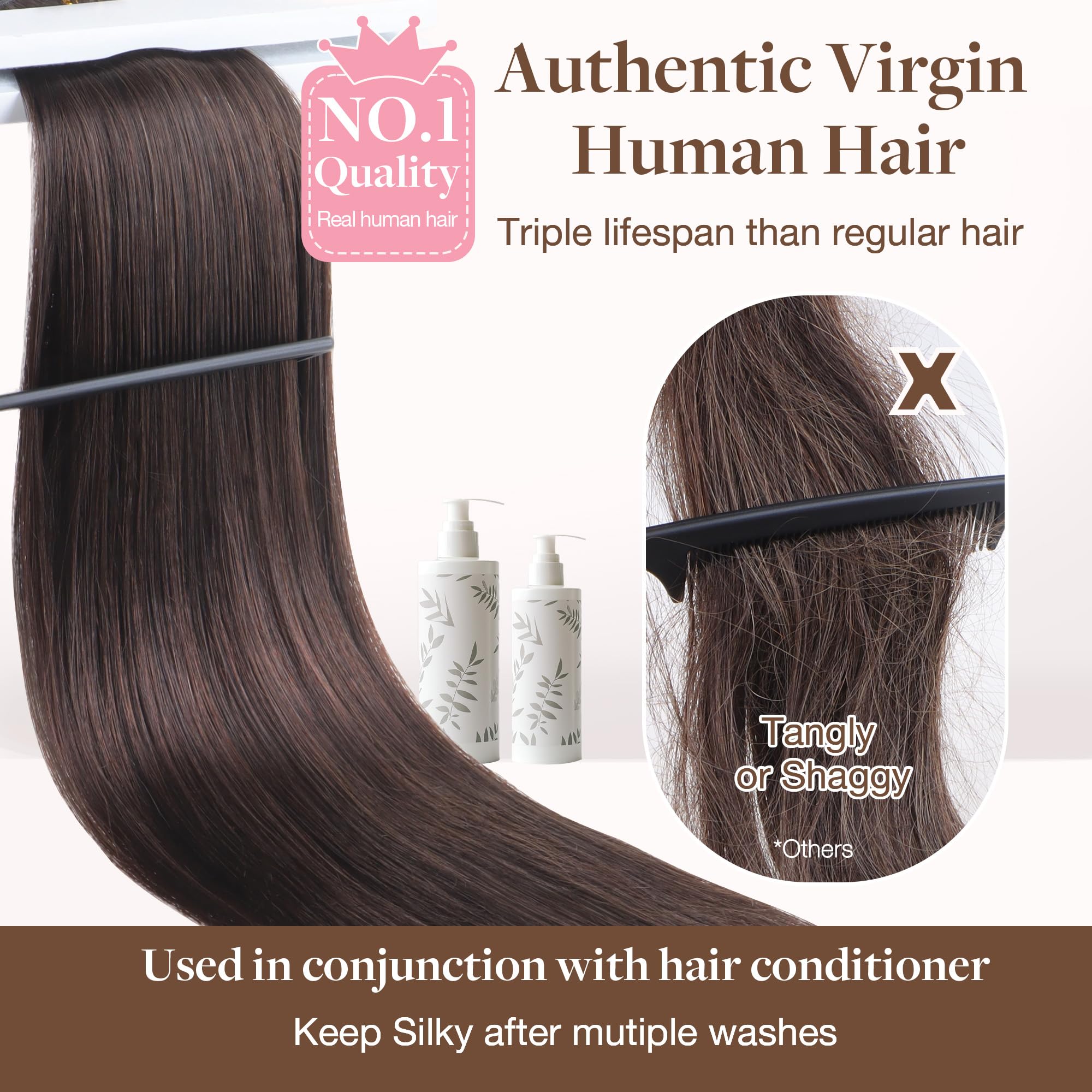 Close up of 100 percent real human hair weft bundles in 1 jet black showing texture.