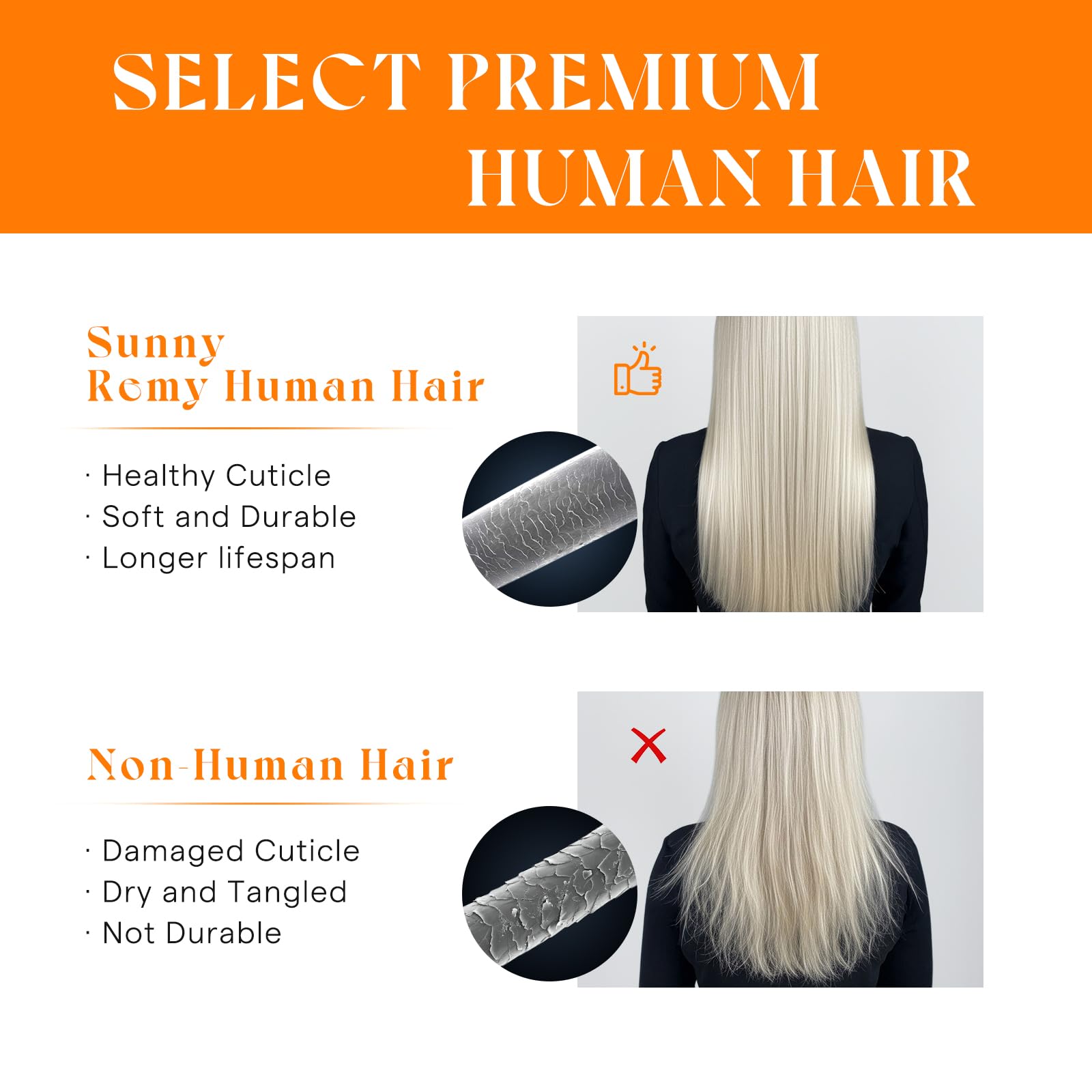 Sunny Hair 18 inch human hair weft dark brown caramel blonde highlights close up