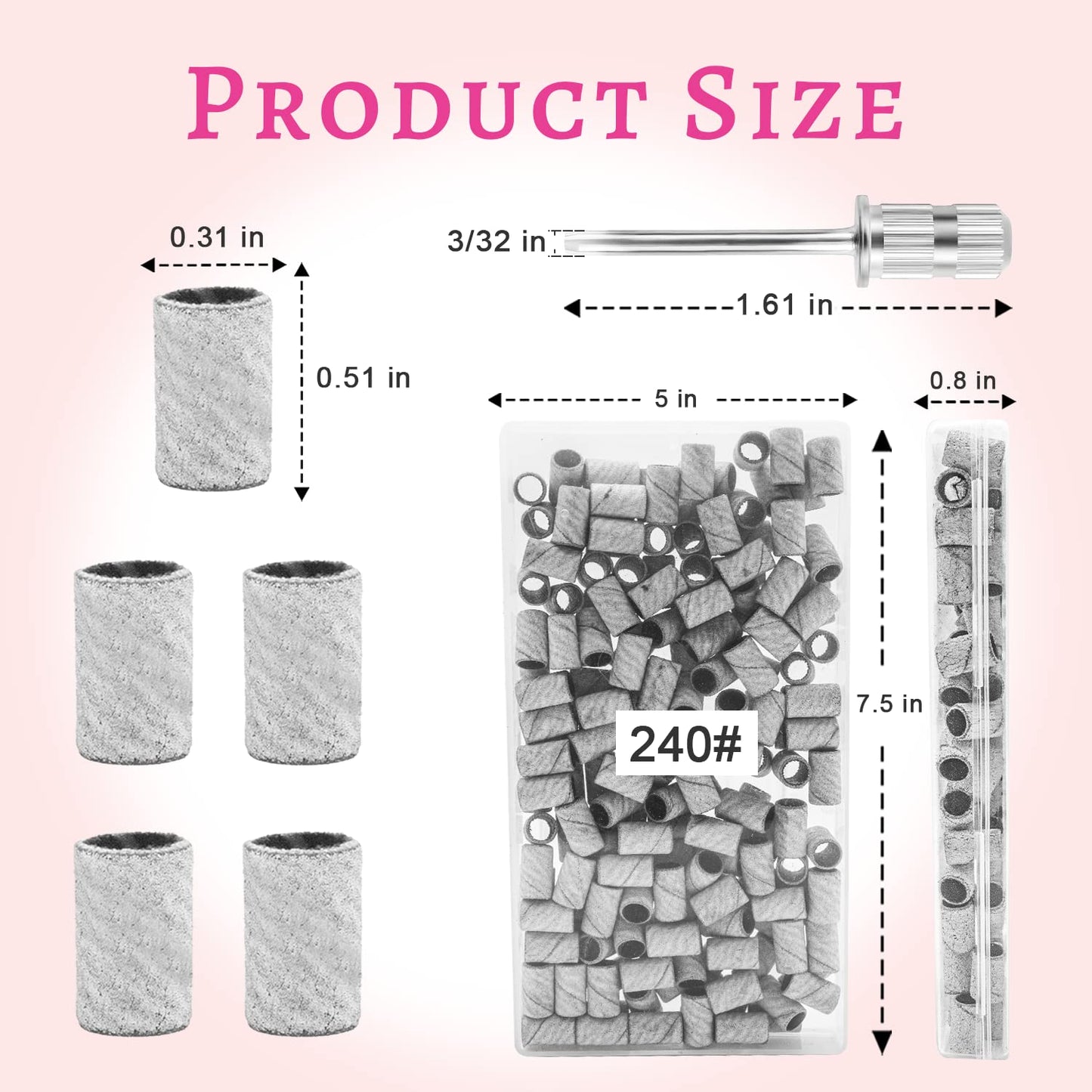 Bleswin fine grit white sanding bands for electric nail drills