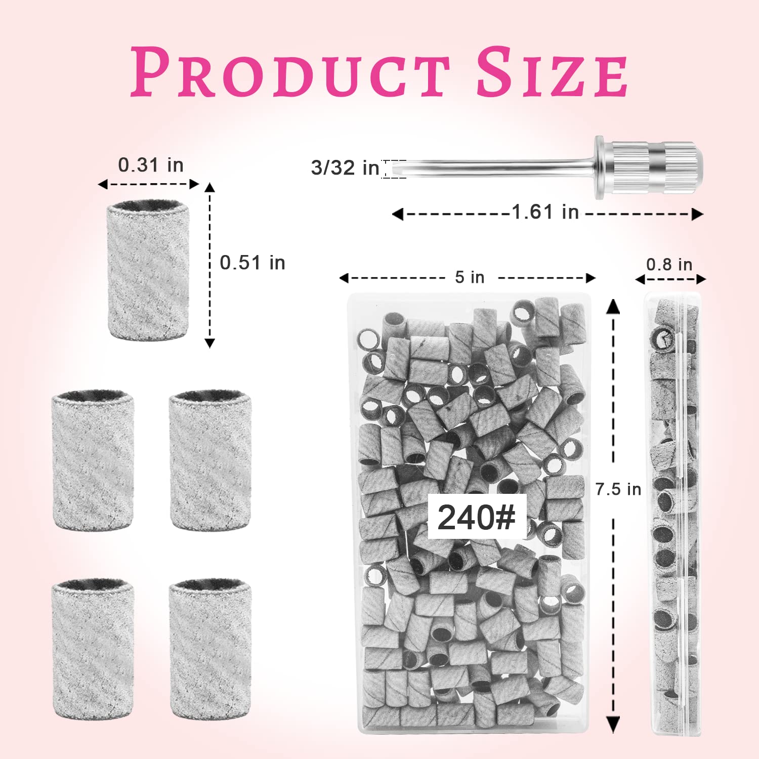 Bleswin fine grit white sanding bands for electric nail drills