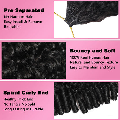 Close up of natural black 3C4A spiral curl texture extensions