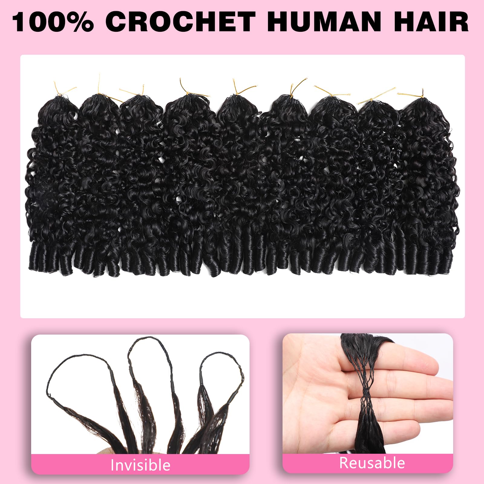 Pre separated knotless crochet hair bundles showing lightweight feather ends