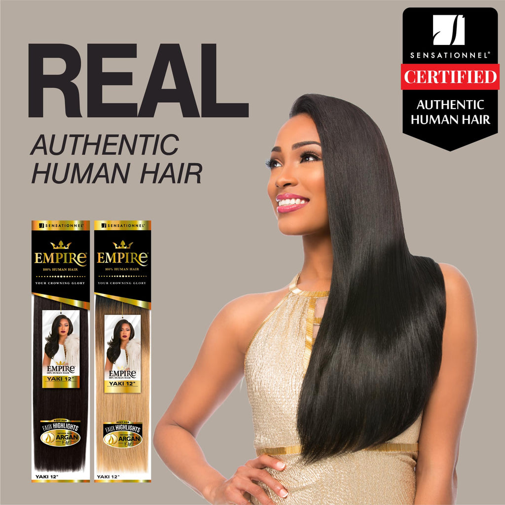 Sensationnel 12 inch human hair extension showcasing smooth yaki sheen