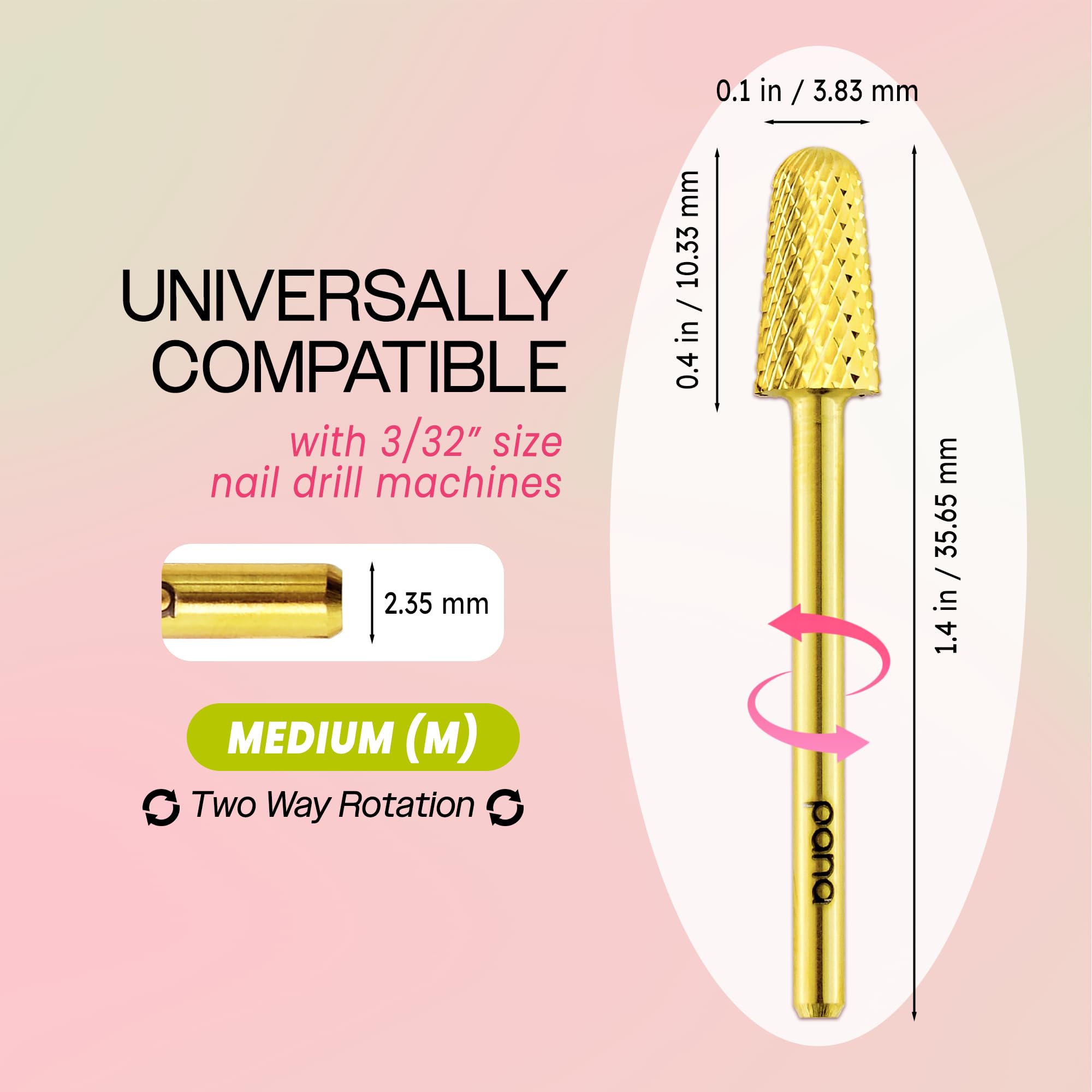 Pana medium grit silver carbide bit for electric nail drill